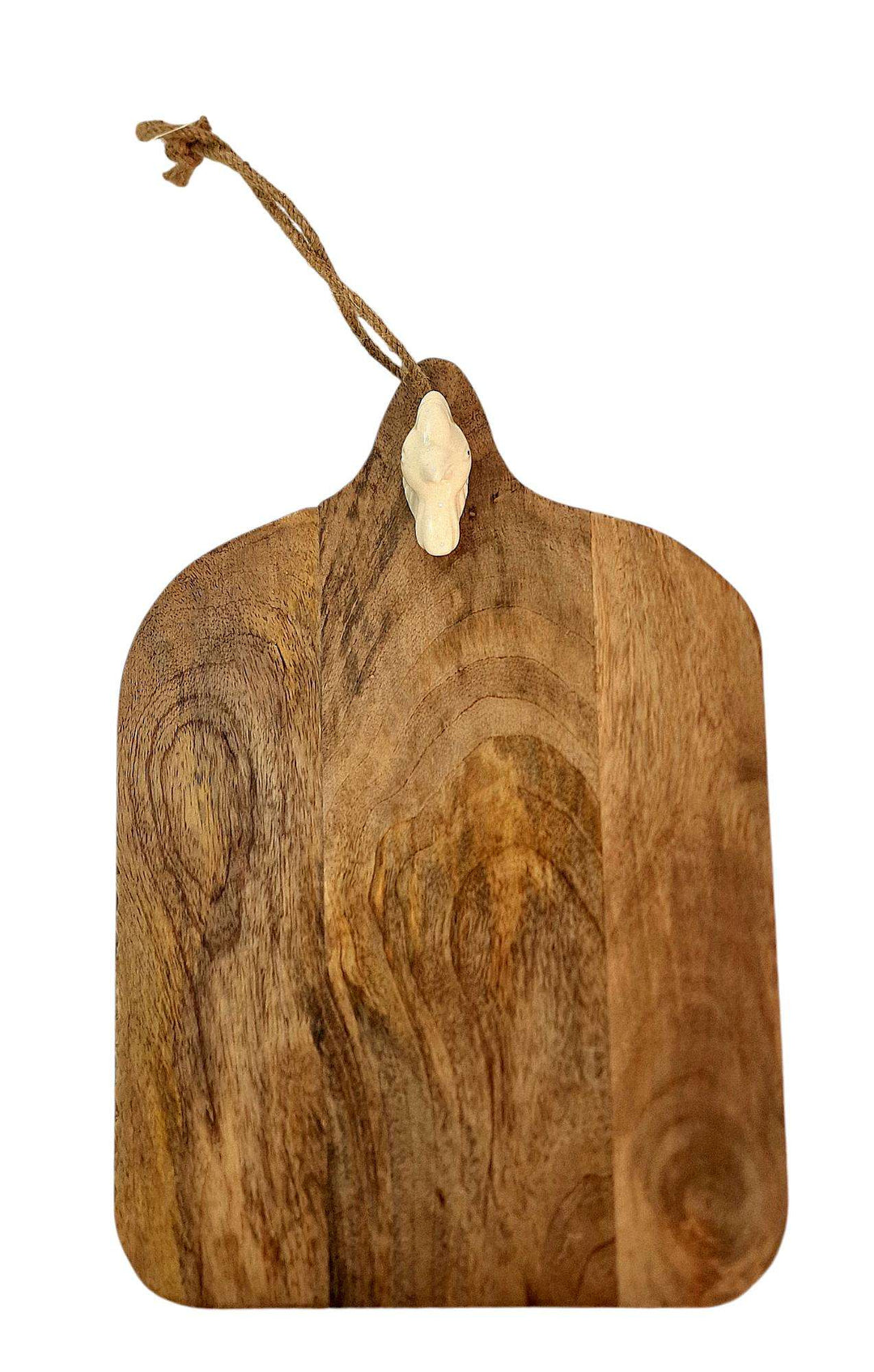 Small Mango Wood Chopping Board with Ceramic Chicken Head - Geko Products