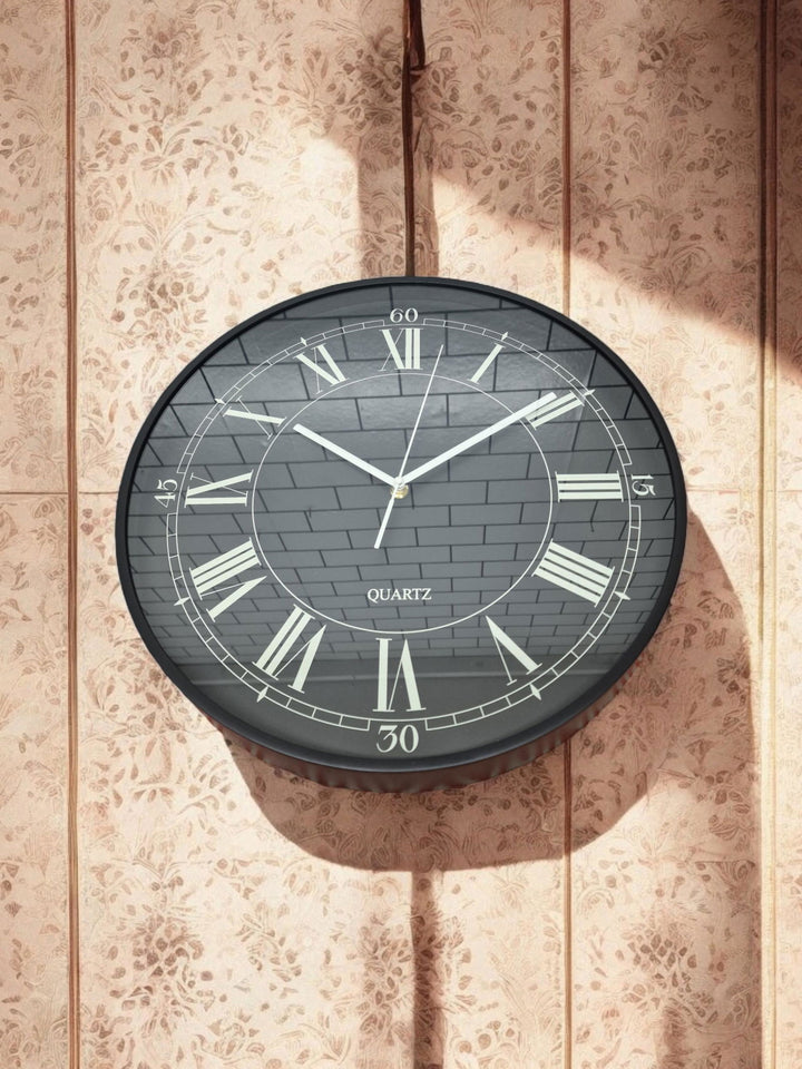 Black Cream & Black Wall Clock 40cm - Geko Products