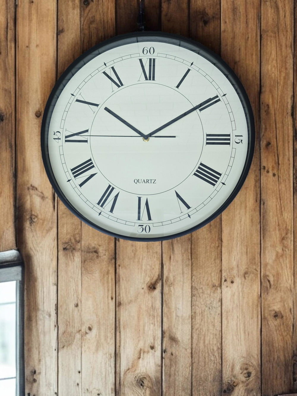 White Cream & Black Wall Clock 40cm - Geko Products