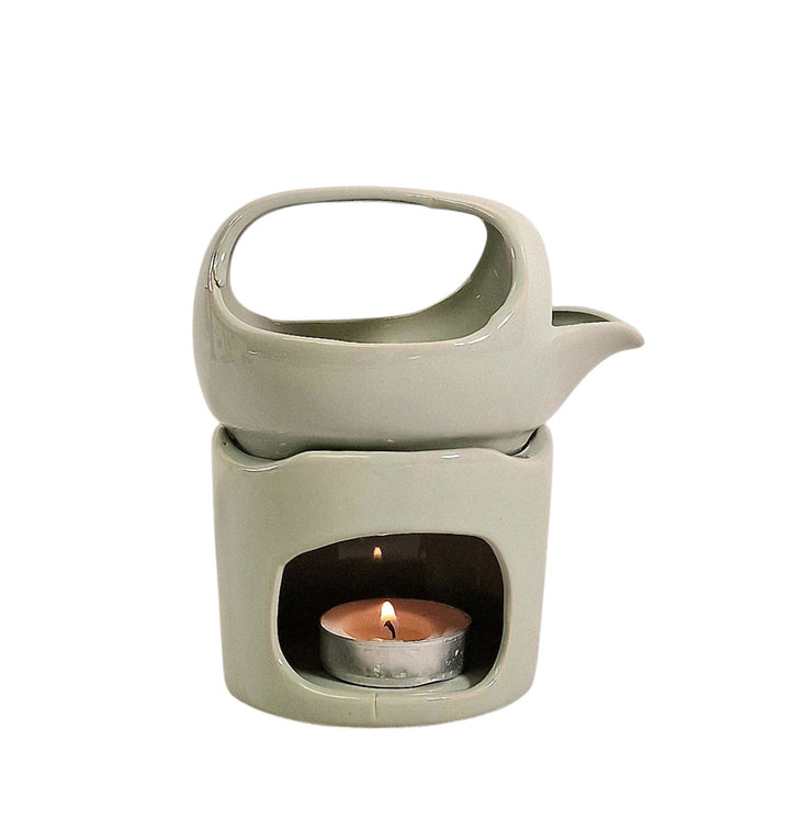 Oil Burner In Sage Green With Removeable Top - Geko Products