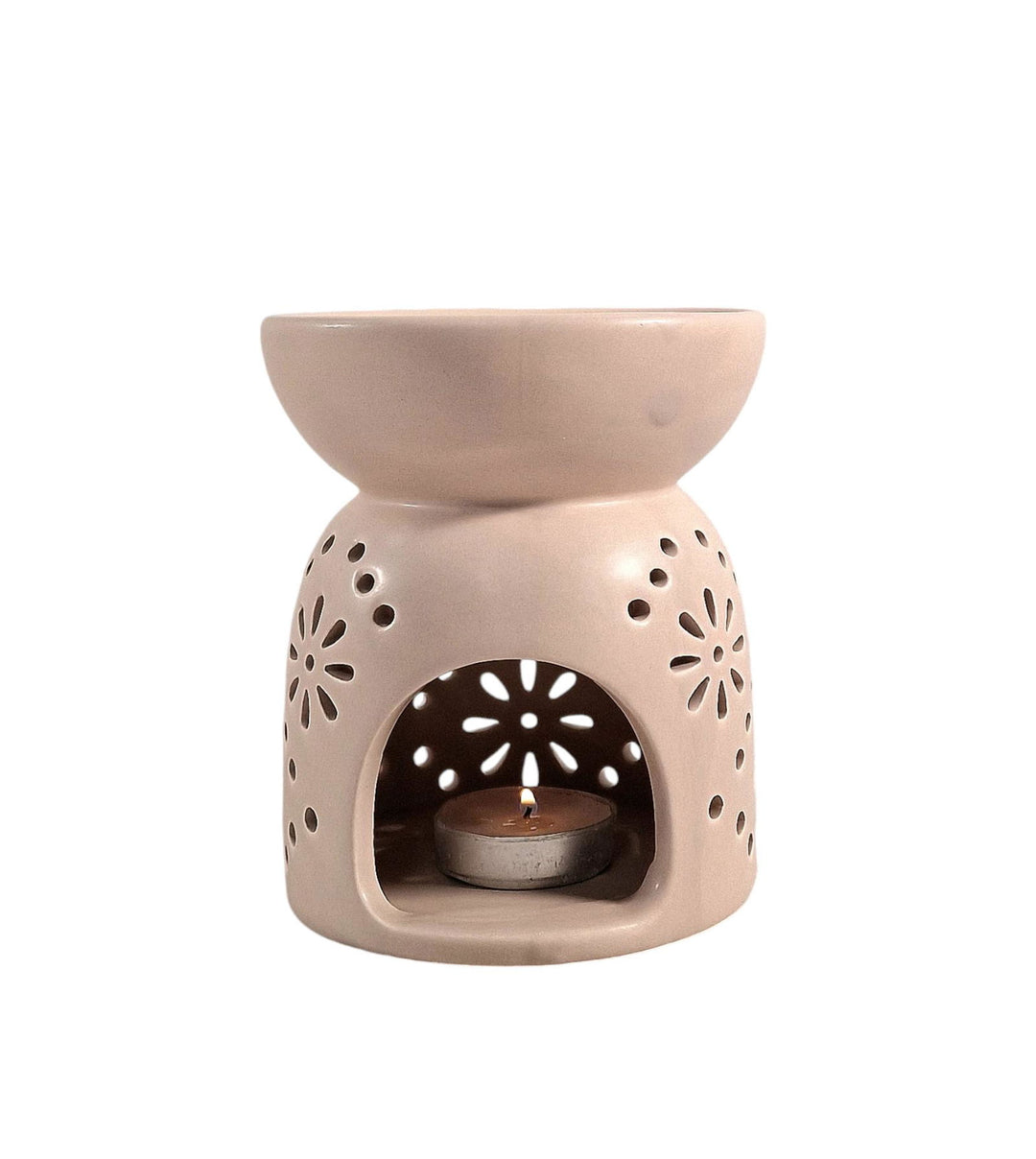 Oil Burner In Beige With Pattern Holes - Geko Products