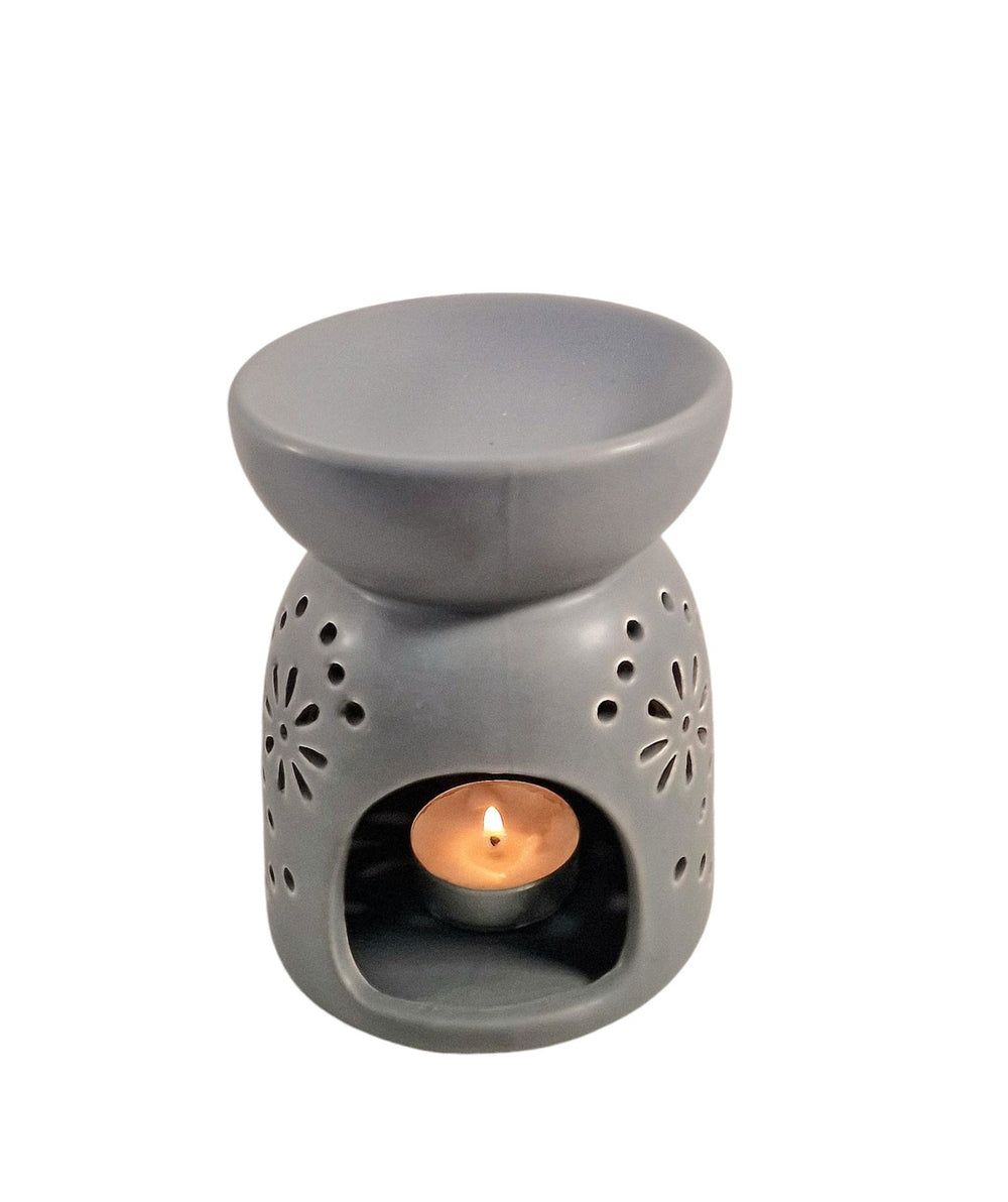 Oil Burner In Grey With Pattern Holes - Geko Products