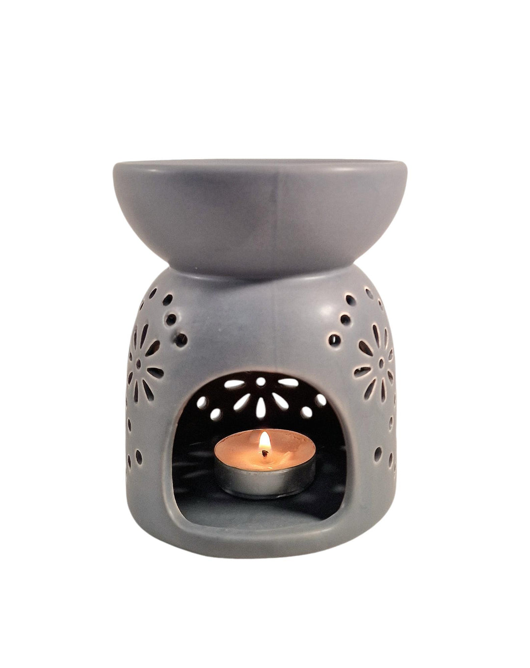 Oil Burner In Grey With Pattern Holes - Geko Products