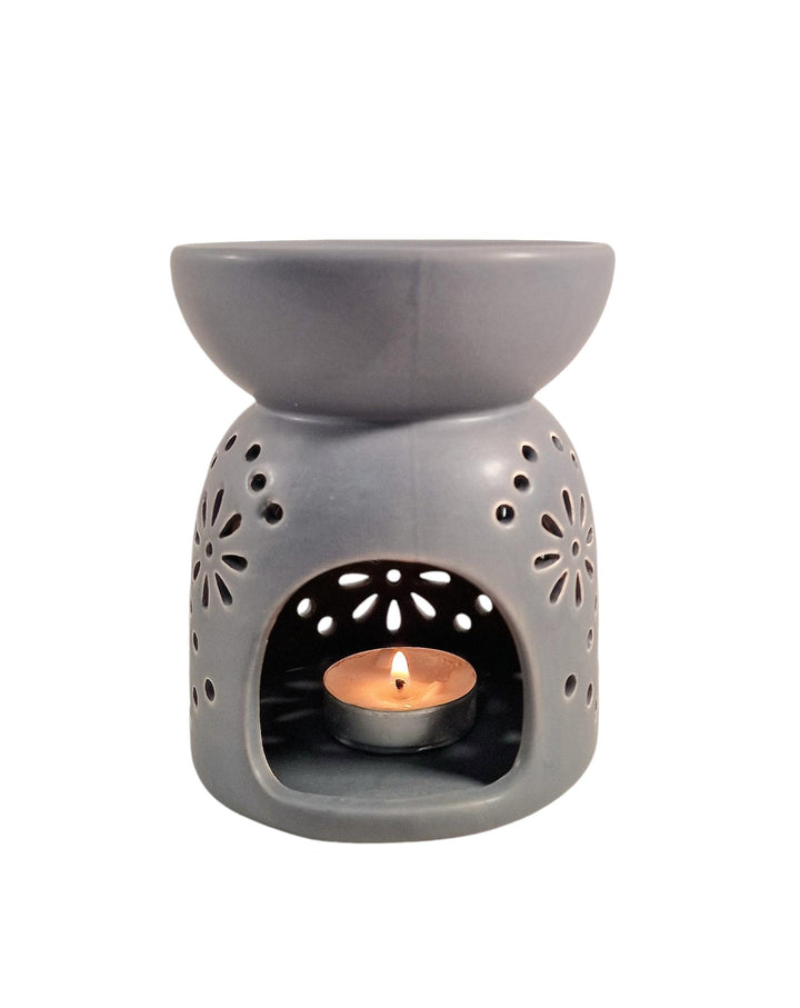Oil Burner In Grey With Pattern Holes - Geko Products