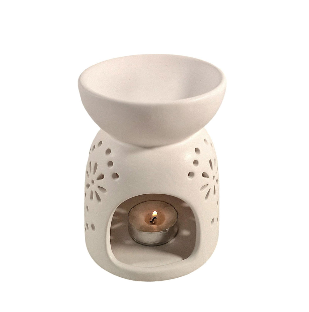 Oil Burner In White With Pattern Holes - Geko Products