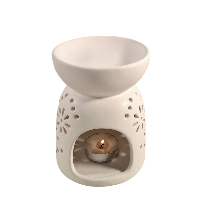 Oil Burner In White With Pattern Holes - Geko Products