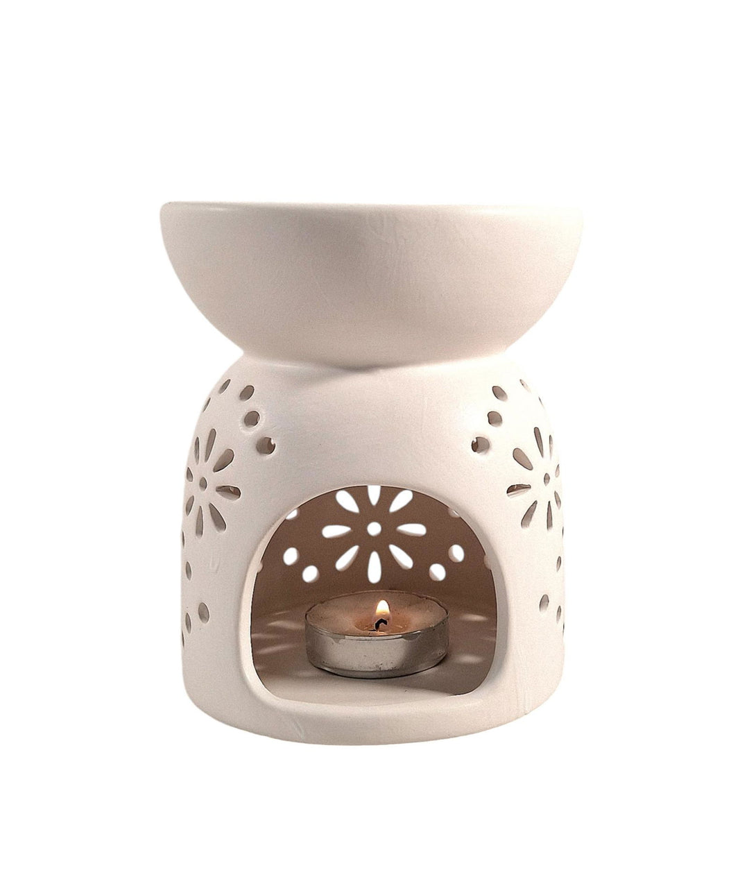Oil Burner In White With Pattern Holes - Geko Products
