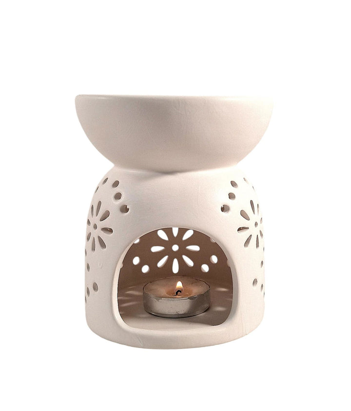 Oil Burner In White With Pattern Holes - Geko Products