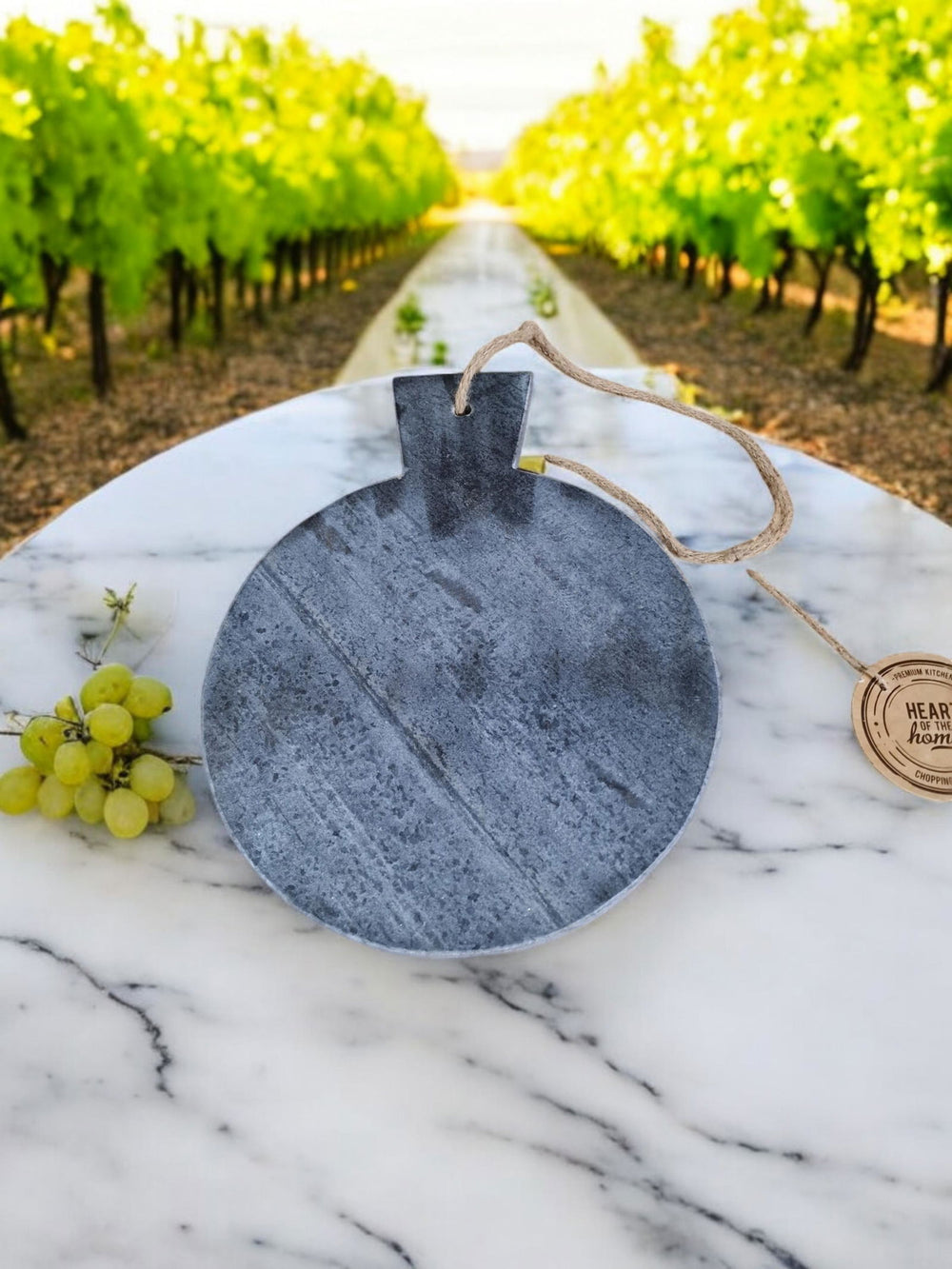 Grey Round Marble Chopping Board 31x25cm-Smiddy Furniture