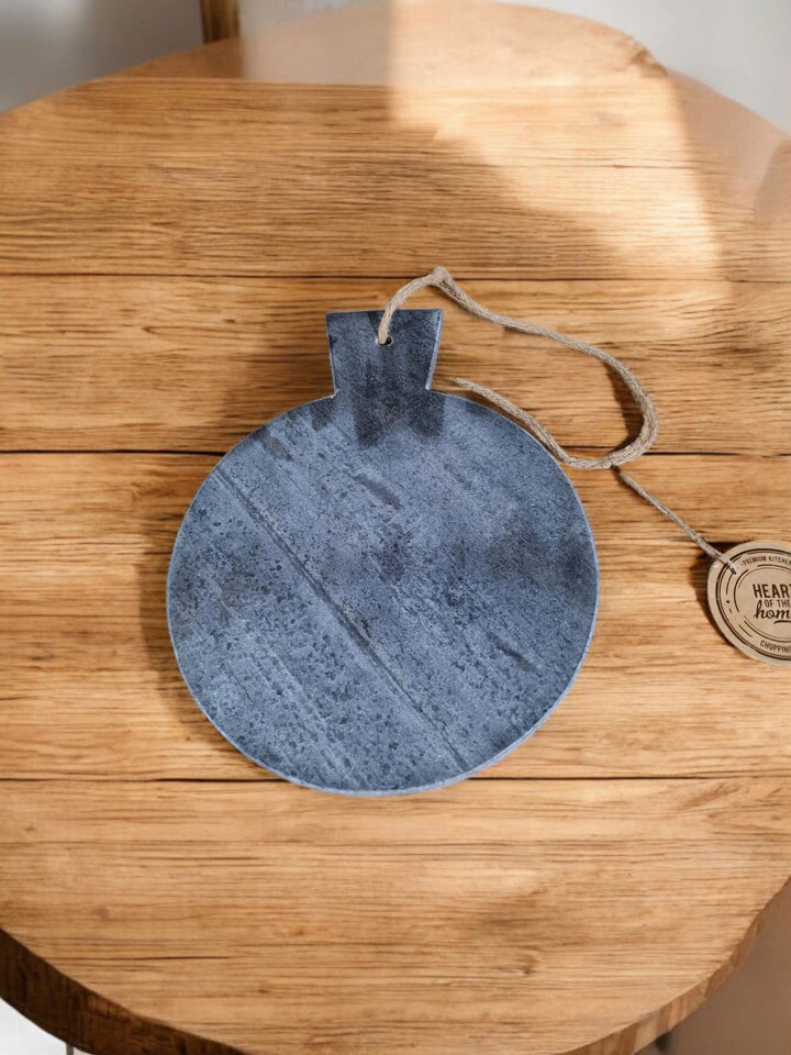 Grey Round Marble Chopping Board 31x25cm-Smiddy Furniture