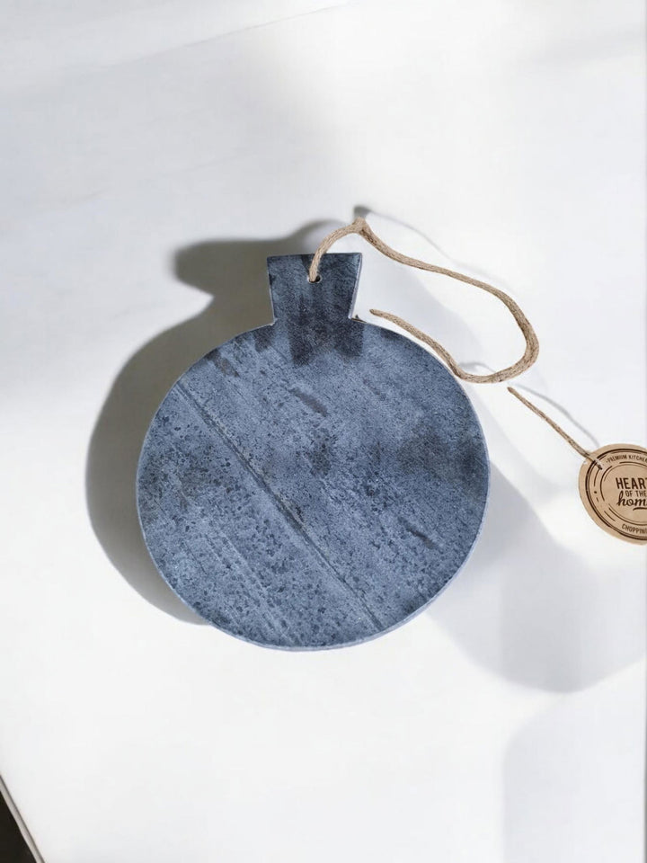 Grey Round Marble Chopping Board 31x25cm-Smiddy Furniture