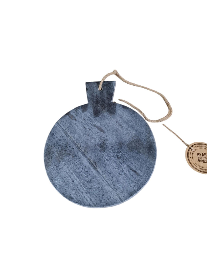 Grey Round Marble Chopping Board 31x25cm-Smiddy Furniture