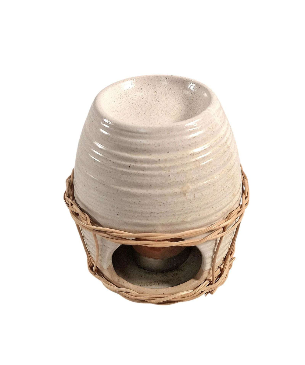 Ceramic Oil Burner With Rattan Design - Geko Products