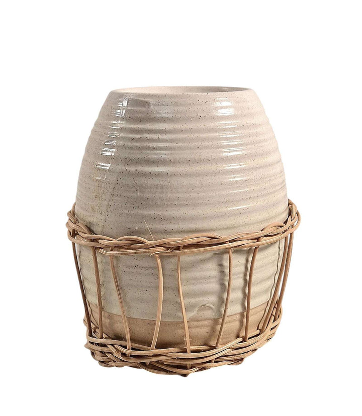 Ceramic Oil Burner With Rattan Design - Geko Products