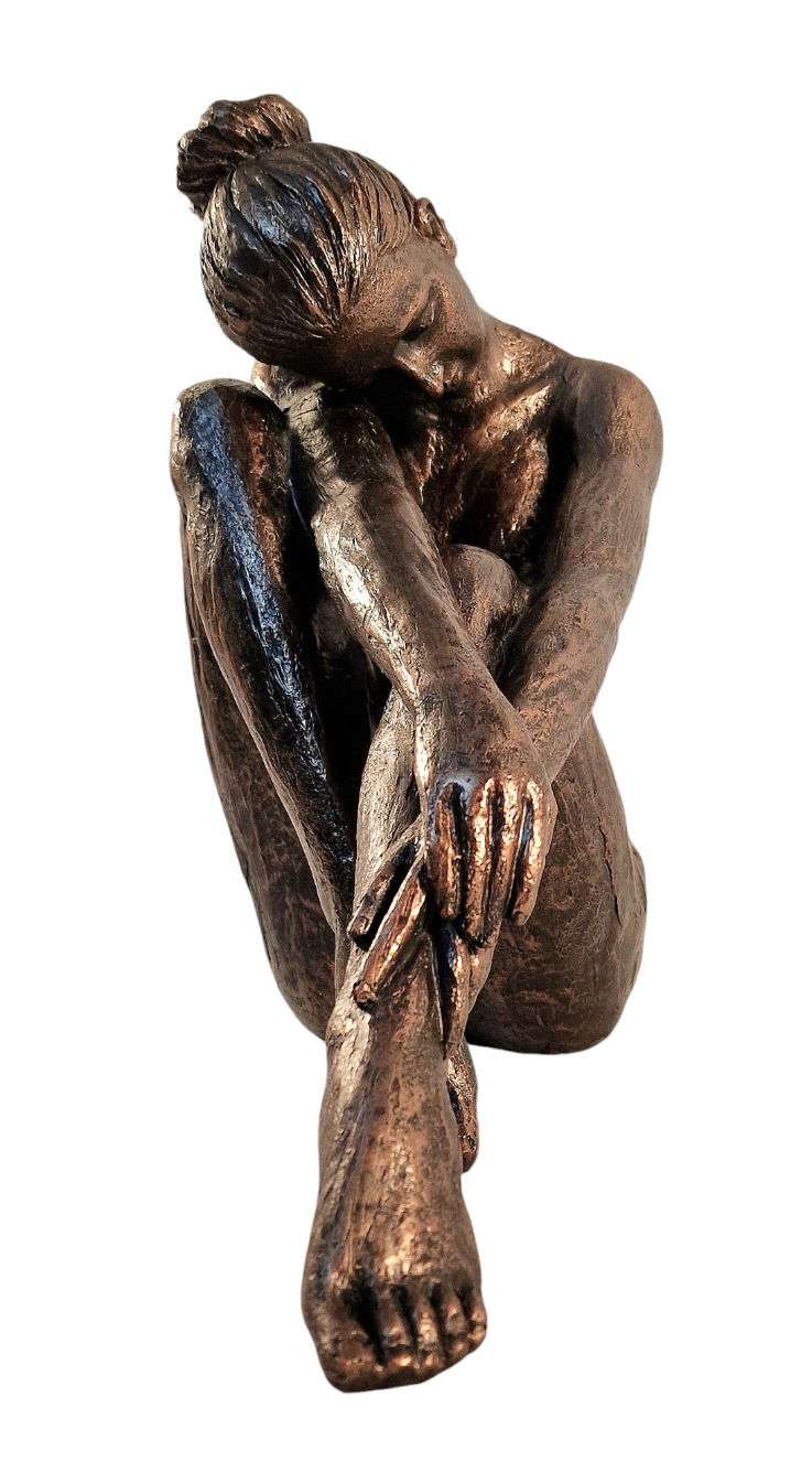 Sitting Woman Statue Bronze Style 41cm - Geko Products