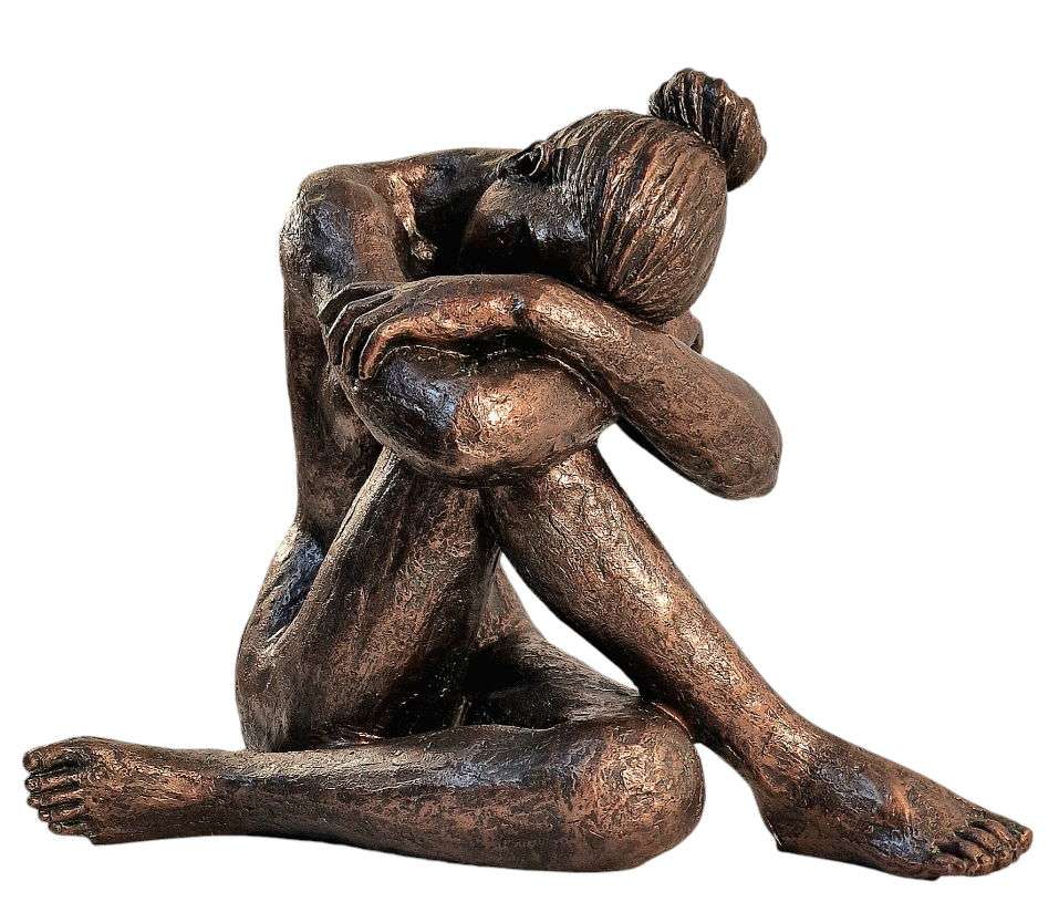 Sitting Woman Statue Bronze Style 41cm - Geko Products