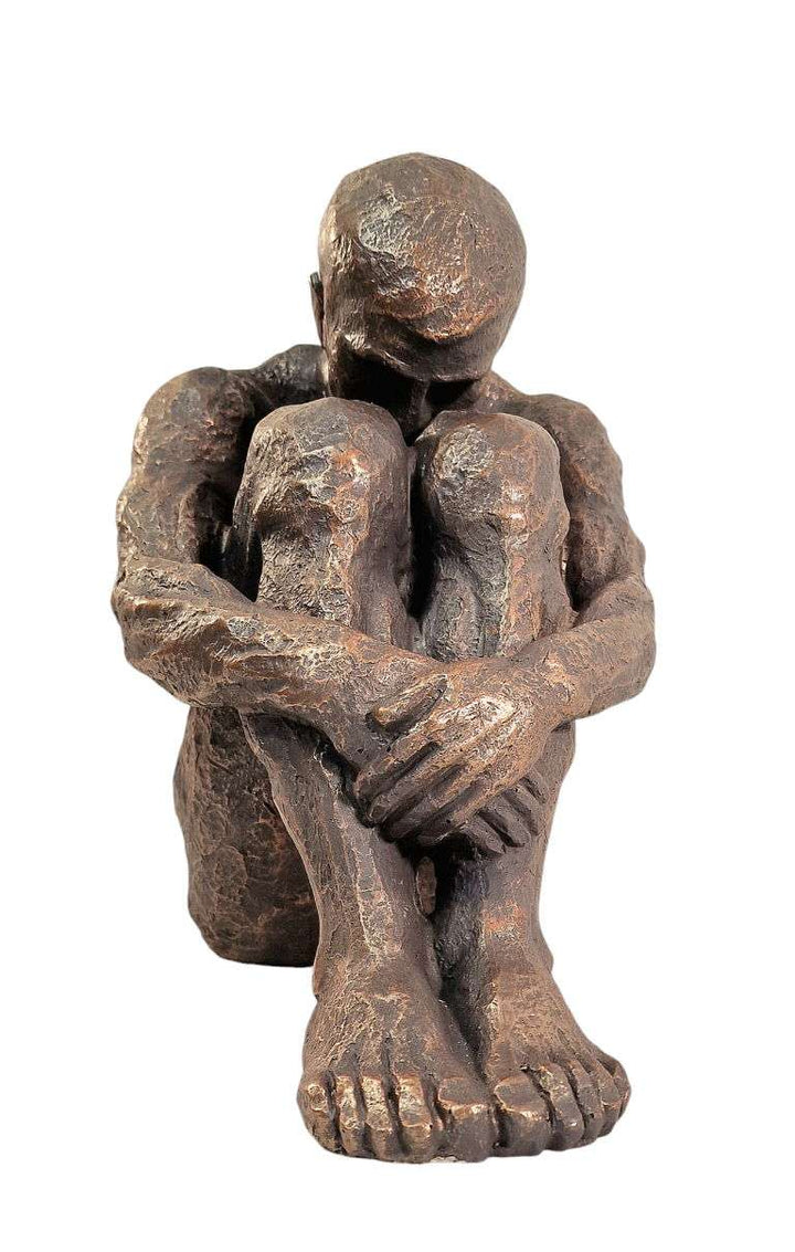 Sitting Man Bronze Style Statue 44.5cm - Geko Products