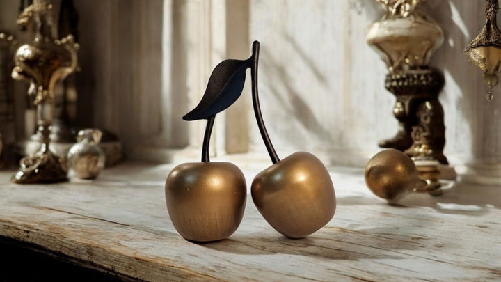 Gold Aluminium Cherry Ornament 22.5cm - Geko Products