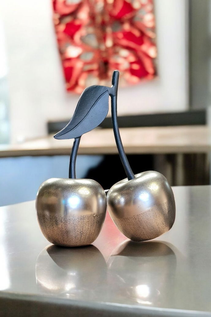 Silver Aluminium Cherry Ornament 31cm - Geko Products