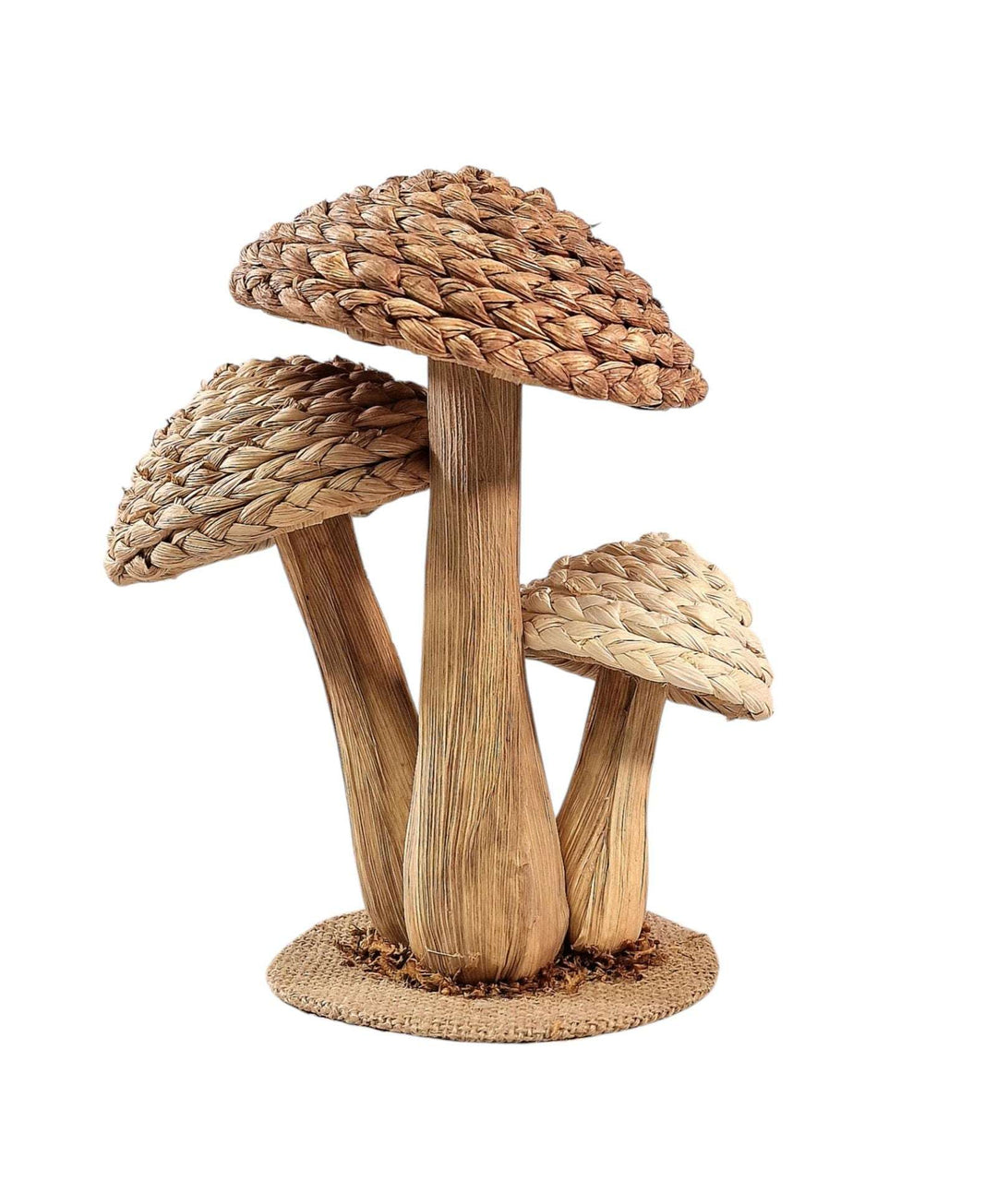 Rattan Trio Mushroom Ornament 21cm-Smiddy Furniture