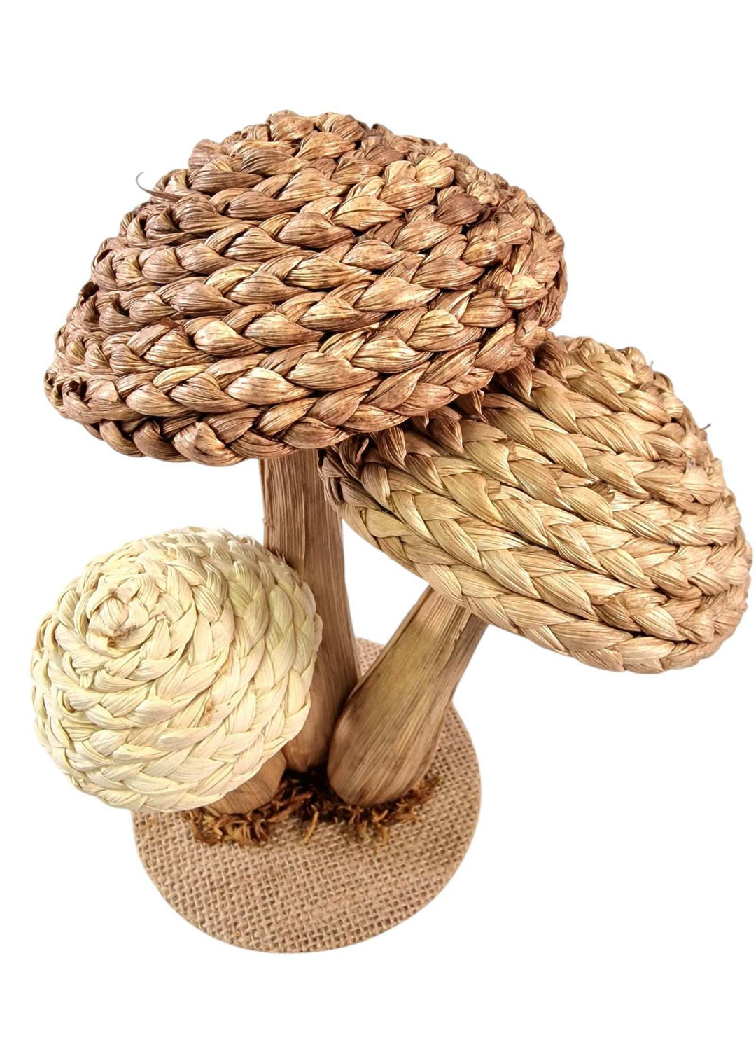 Rattan Trio Mushroom Ornament 21cm-Smiddy Furniture