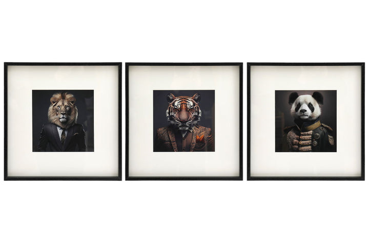 Set of 3 Jungle Animal Head Prints Picture Art 40x40cm - Geko Products