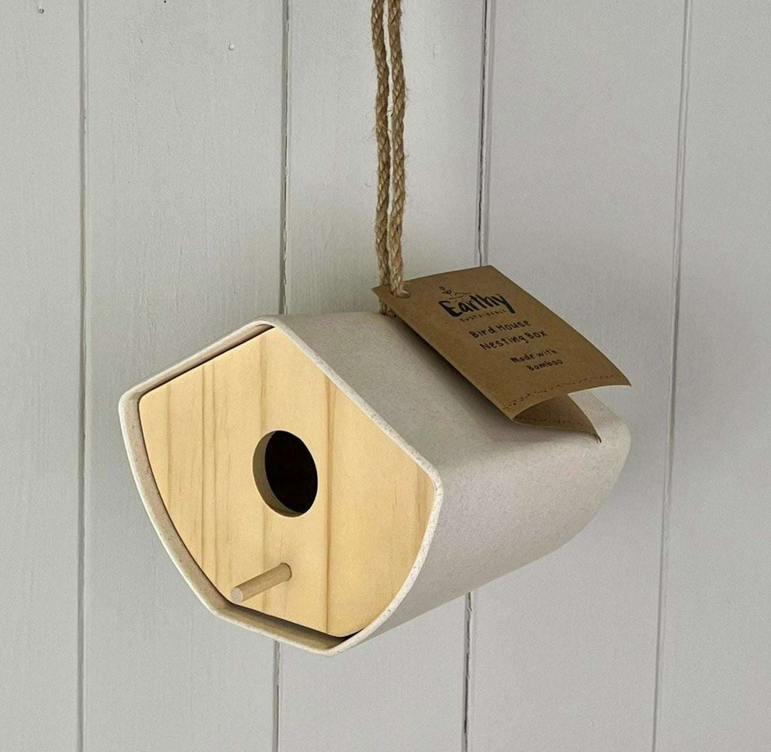 Earthy Natural Bamboo Japandi Birdhouse (16cm) - Geko Products
