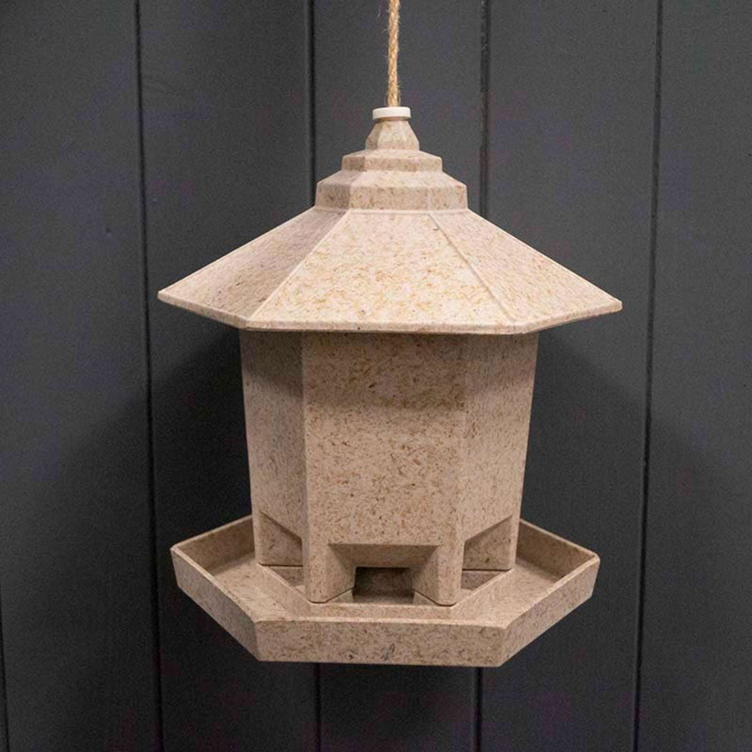 Earthy Deluxe Hexagonal Bird Feeder - Chaff (21.6cm) - Geko Products