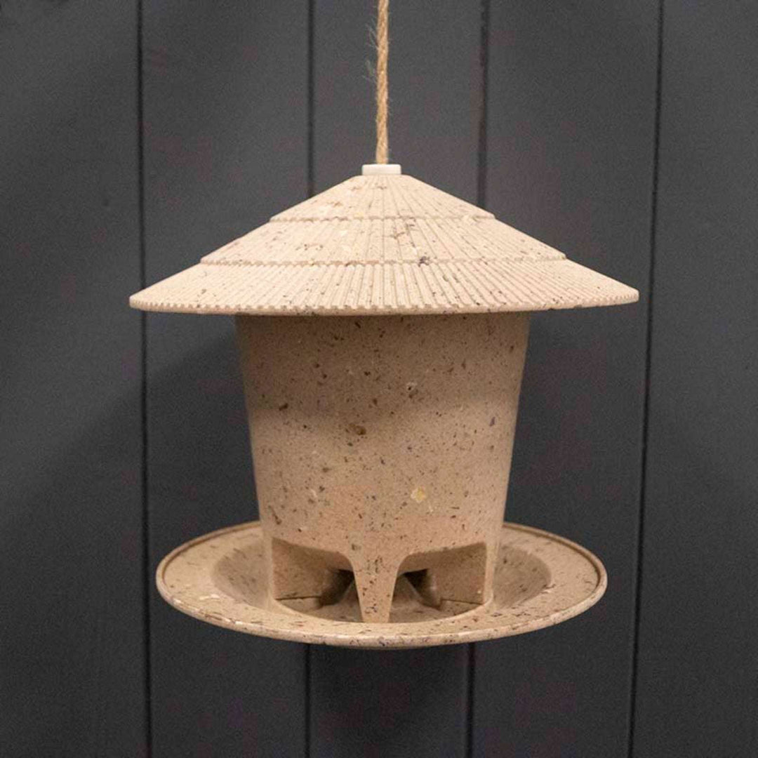 Earthy Deluxe Round Bird Feeder - Coffee Husks (21.8cm) - Geko Products
