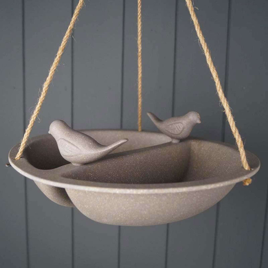 Earthy Straw Hanging Bird Bath and Feeder (27cm) - Geko Products