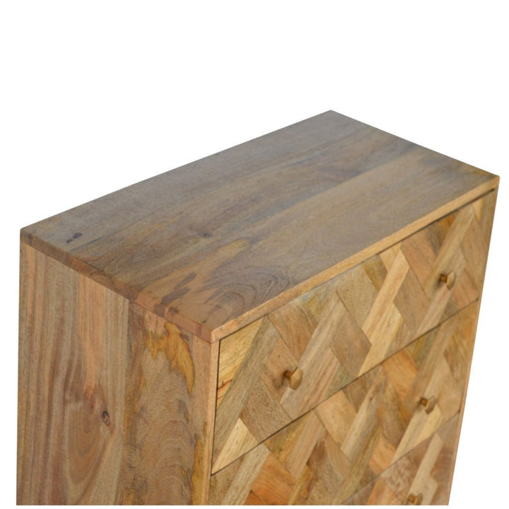 3 Drawer Zig - Zag Patterned Patchwork Chest - Smiddy Furniture