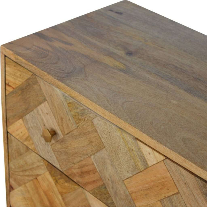 3 Drawer Zig - Zag Patterned Patchwork Chest - Smiddy Furniture