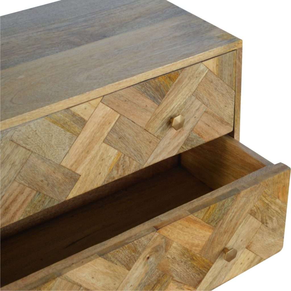 3 Drawer Zig - Zag Patterned Patchwork Chest - Smiddy Furniture