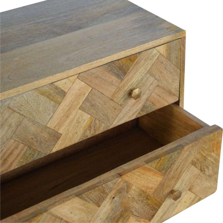 3 Drawer Zig - Zag Patterned Patchwork Chest - Smiddy Furniture