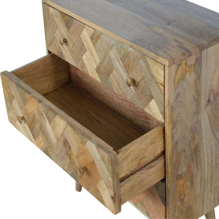 3 Drawer Zig - Zag Patterned Patchwork Chest - Smiddy Furniture