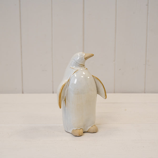 Large Stone Glazed Ceramic Penguin Ornament