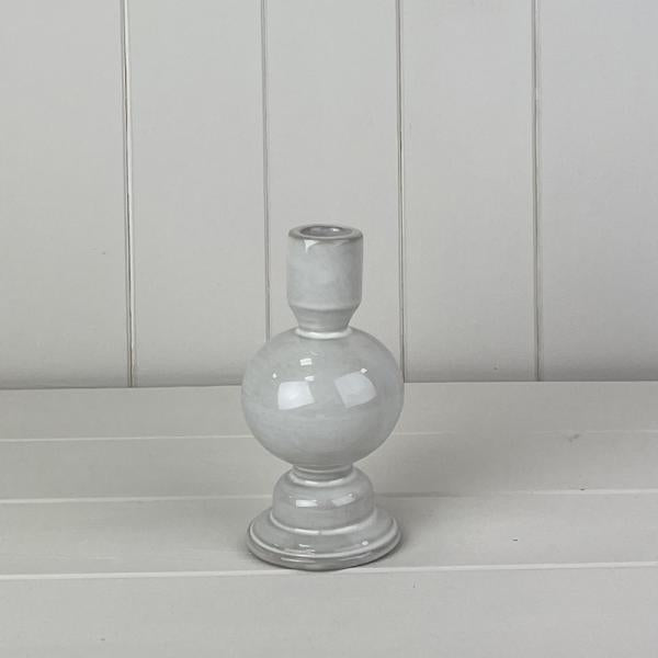 Glazed Ceramic Candle Holder with Textured Detail