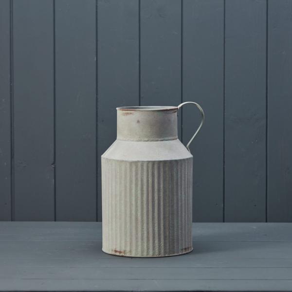 Vintage White Ribbed Zinc Jug Base