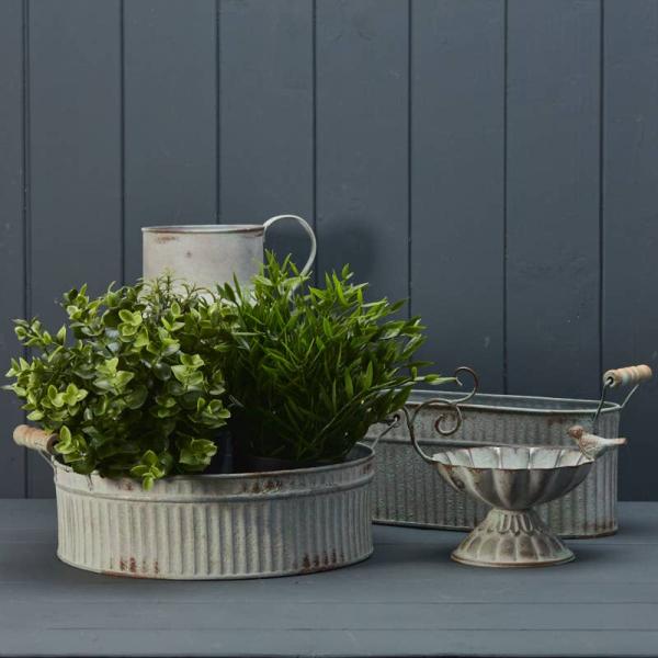 Vintage White Ribbed Zinc Jug Base