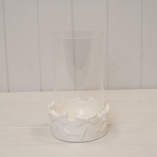 Round Bow Candle Holder with Glass Insert