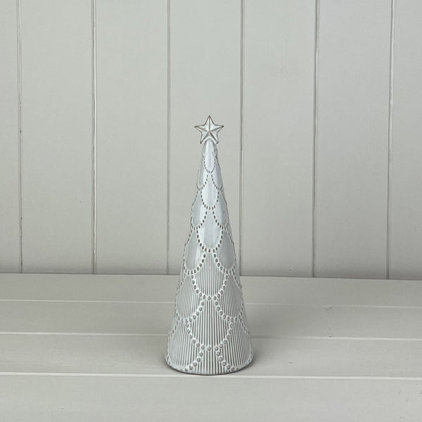 Glazed Ceramic Tree Ornament with Textured Detail
