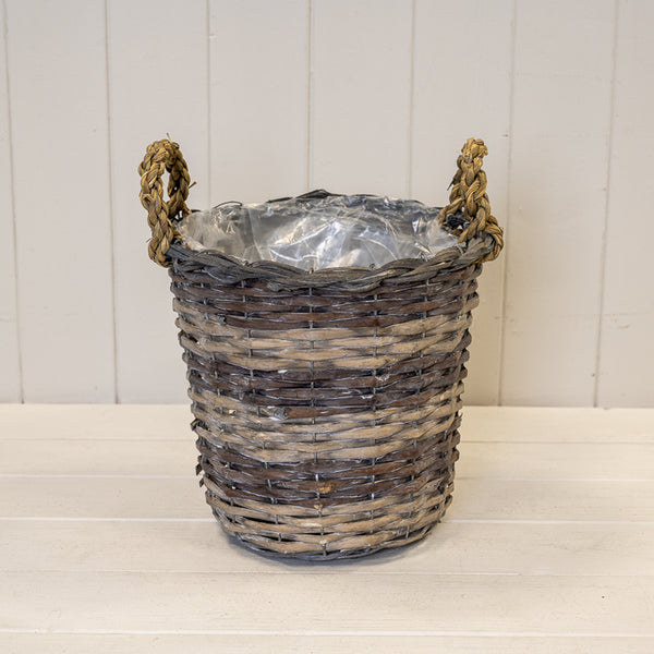 Peeled and Unpeeled Split Willow Round Basket with Ears