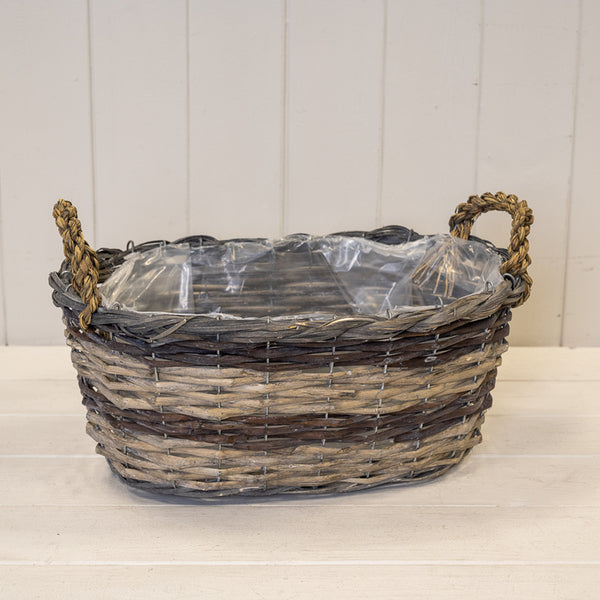 Peeled and Unpeeled Split Willow Oval Basket with Ears
