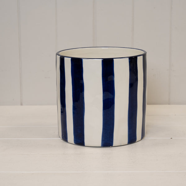 Deep Blue and White Ceramic Round Pot