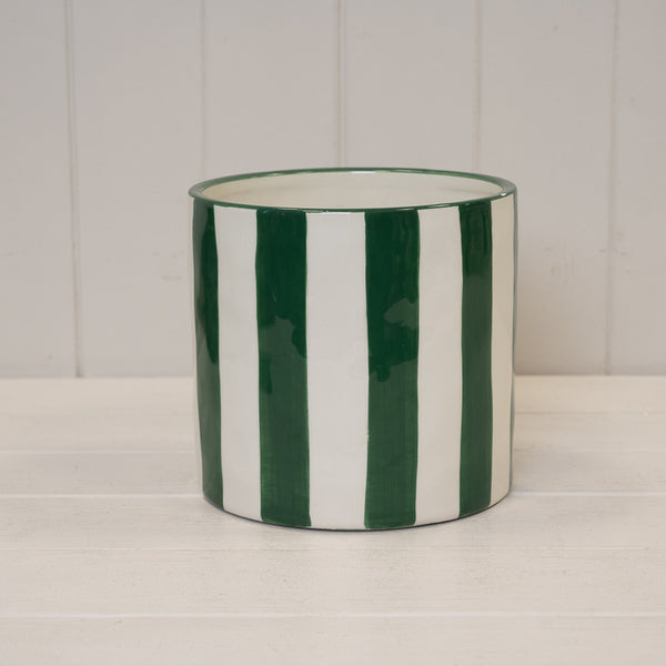 Timeless Green and White Round Pot
