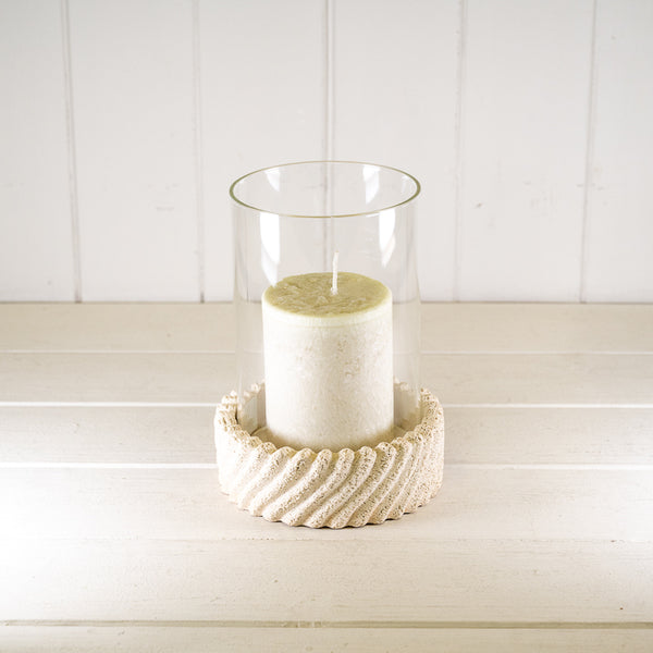 Tall Sandy Textured Hurricane Glass Candle Holder