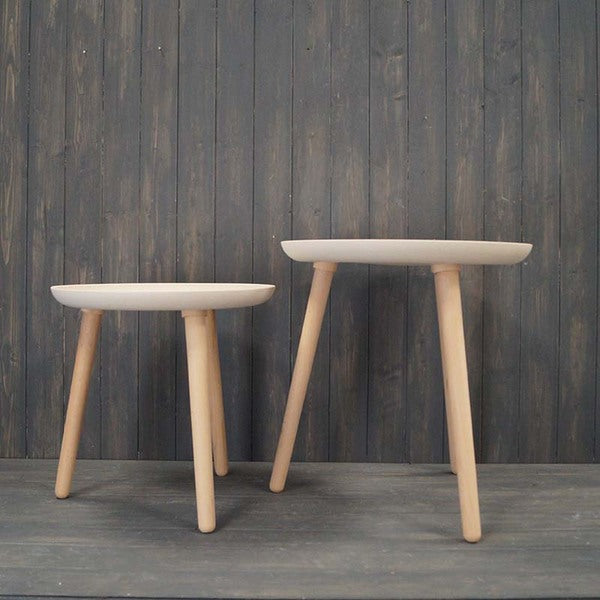 Set Of Two Earthy Oatmeal Chaff Side Tables