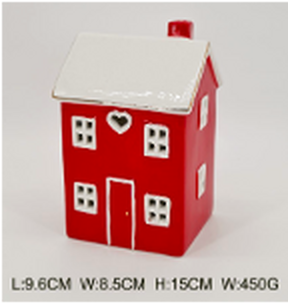 Tall Red Ceramic LED Ceramic Heart House