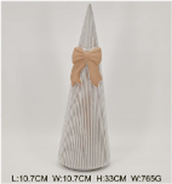 Large Stoneglazed Striped Tree with Bow Detail