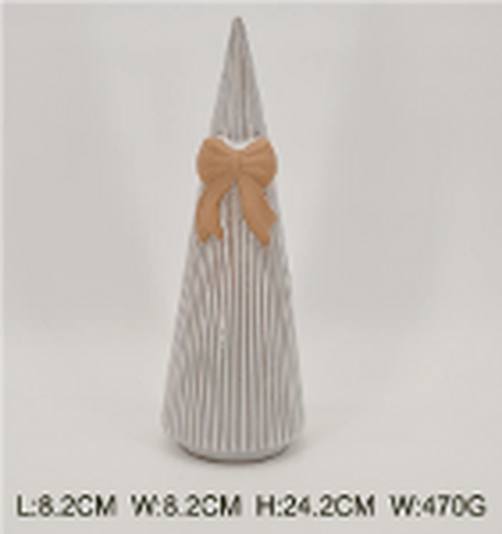 Medium Stoneglazed Striped Tree with Bow Detail